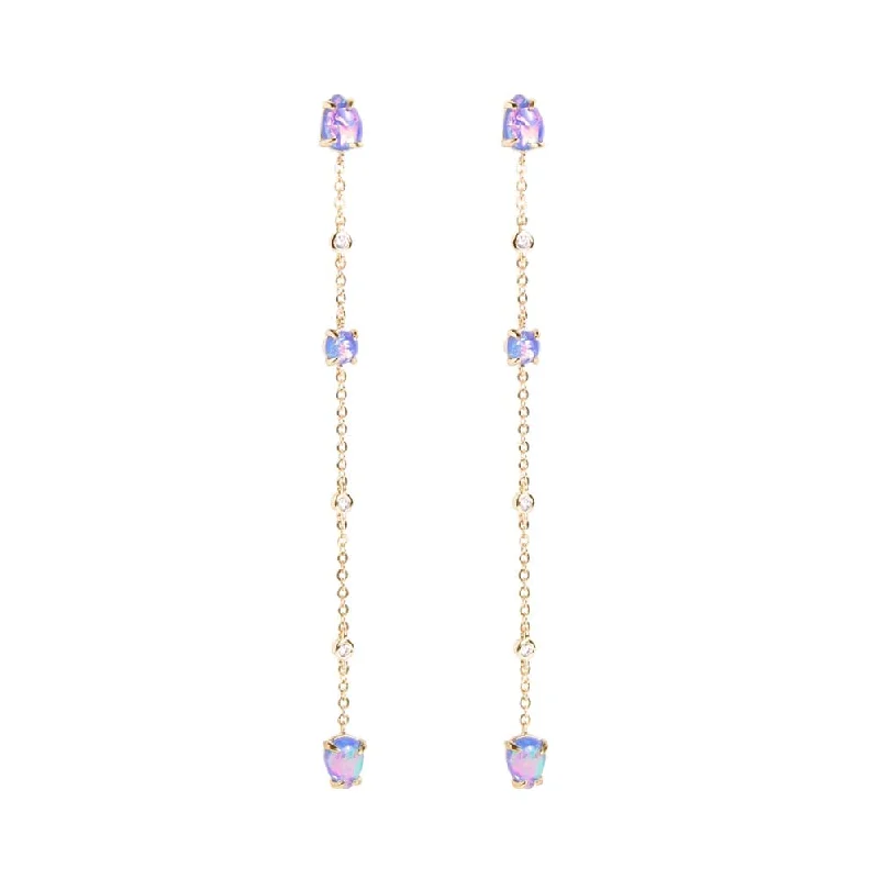 Clear Crystal Earrings-Ophelia Cascading Opal and Crystal Drop Earrings