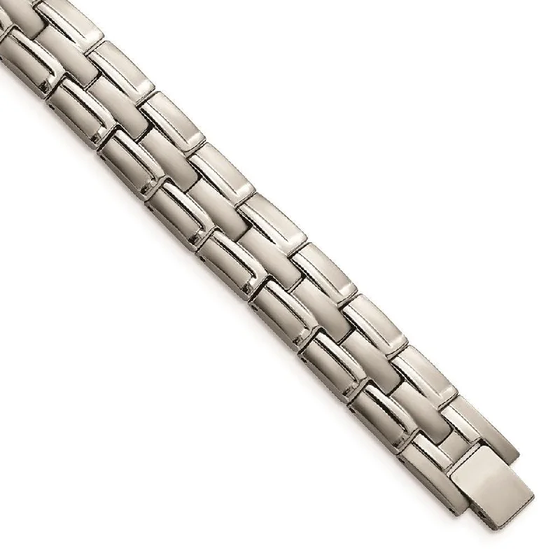 Custom Engraved Bracelet-Titanium Brushed and Polished w/Syn. Germanium 8.5in Link Bracelet