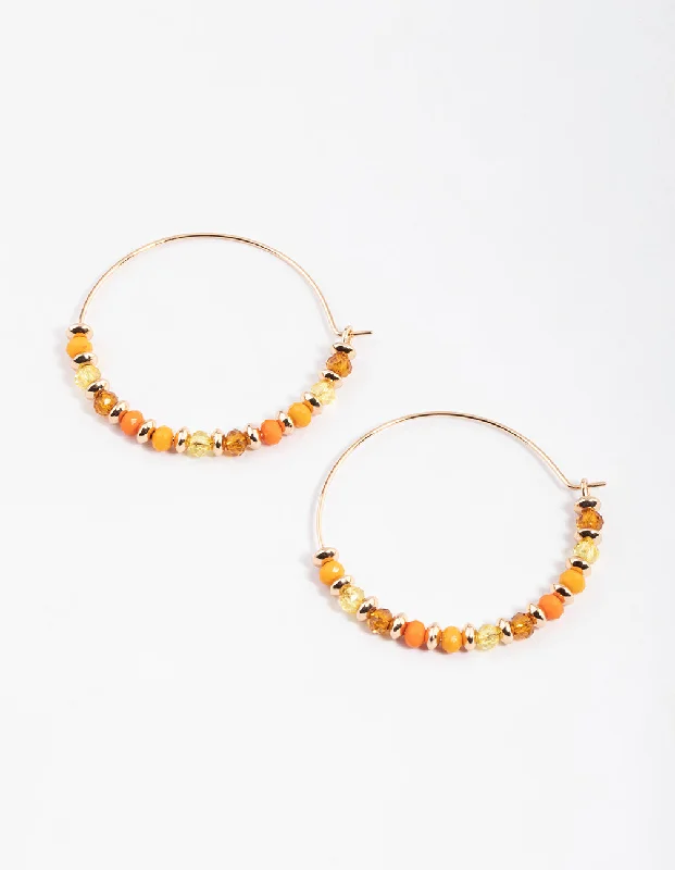 Hoop Earrings for Women-Orange Round & Oval Medium Hoop Earrings