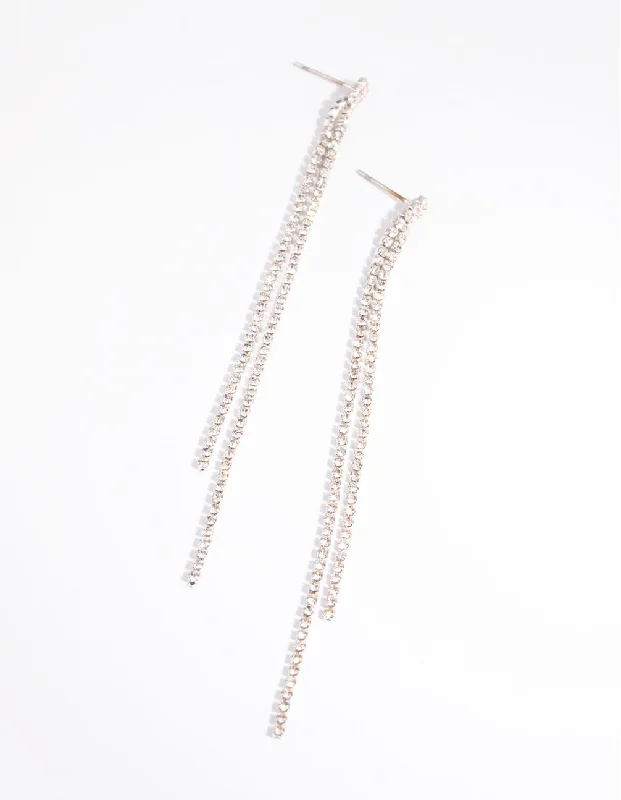 Luxury Silver Earrings-Silver Cupchain Drop Earrings