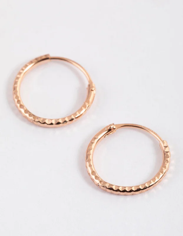 Luxury Pearl Earrings-Rose Gold Plated Sterling Silver Diagonal Hoop Earrings 12mm