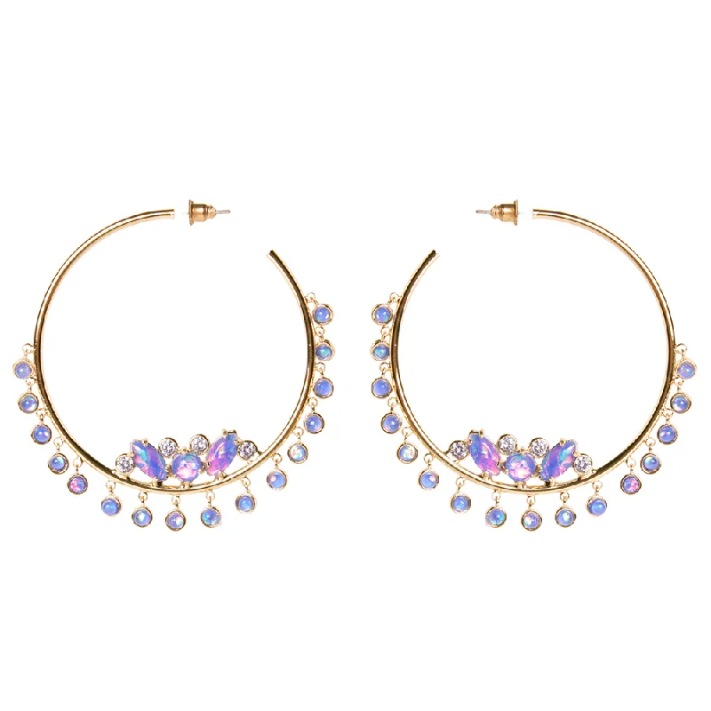 Elegant Pearl Earrings-Ophelia Iridescent Opal Hoop Earrings