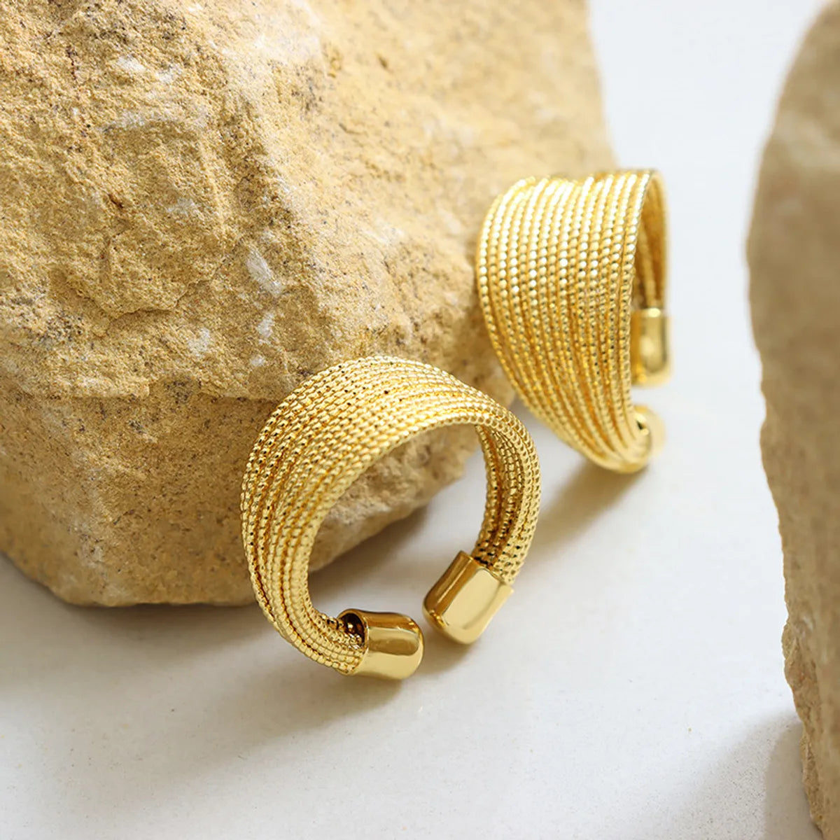 Ethnic Style Solid Color Titanium Steel Plating Gold Plated Rings