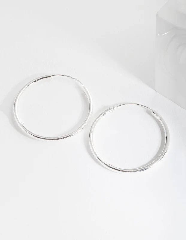 Rose Gold Earrings-Sterling Silver 40mm Thick Hoop Earrings