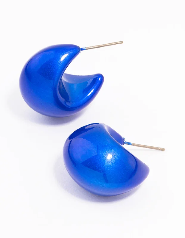 Classic Stud Earrings-Blue Coated Bubble Hoop Earrings