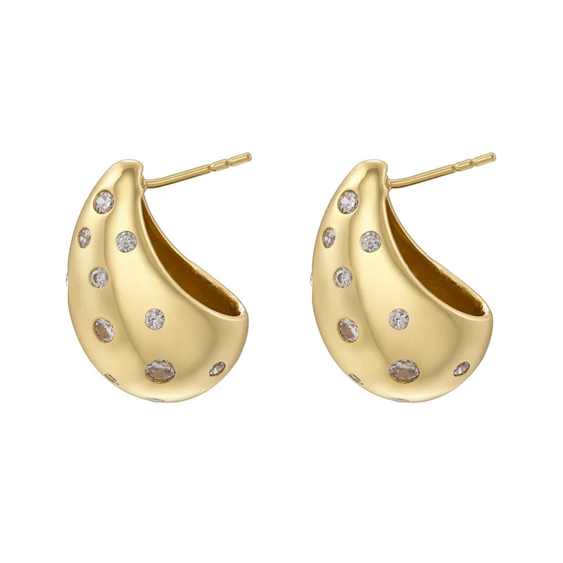 Ve1183 Gold White Diamond 1 Pair