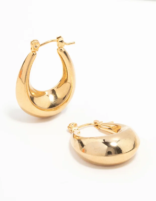 Gold Dangle Earrings-Waterproof Gold Plated Stainless Steel Mini Full Loop Hoop Earrings