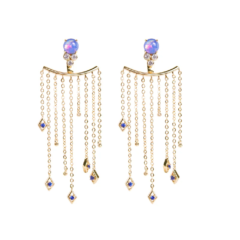 Trendy Drop Earrings-Ophelia Chain Fringe Earrings