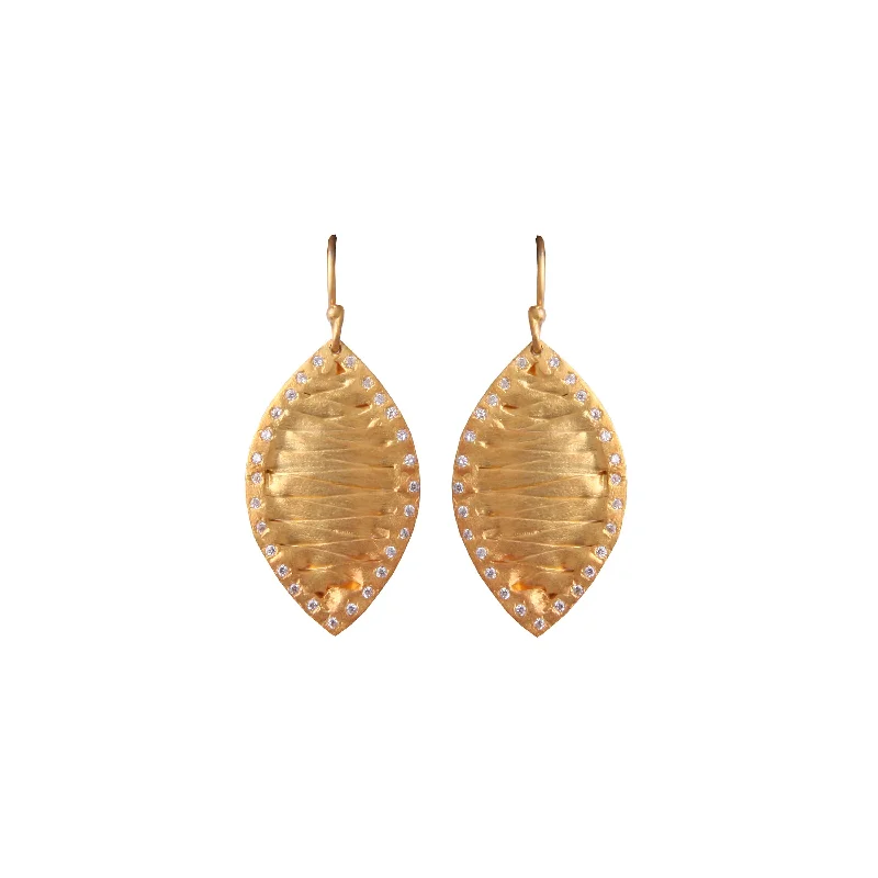 Crystal Drop Earrings-Ecologica Woven Gold Marquise Drop Earrings