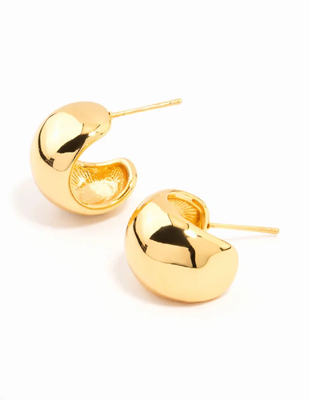 Vintage Pearl Earrings-Waterproof Gold Plated Stainless Steel Bubble Hoop Earrings