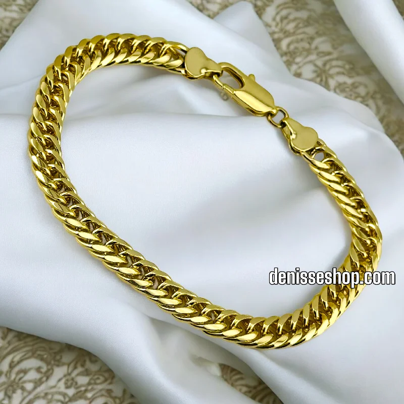 Luxurious Diamond Bracelet-14K /WOMAN PLAIN GOLD FLAT LINK BRACELET BR589