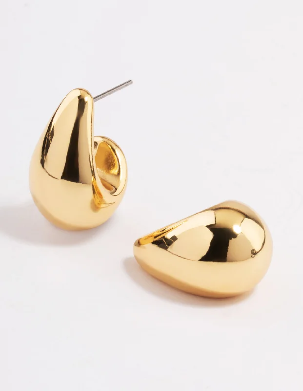 Modern Drop Earrings-Gold Plated Bubble Drop Stud Earrings