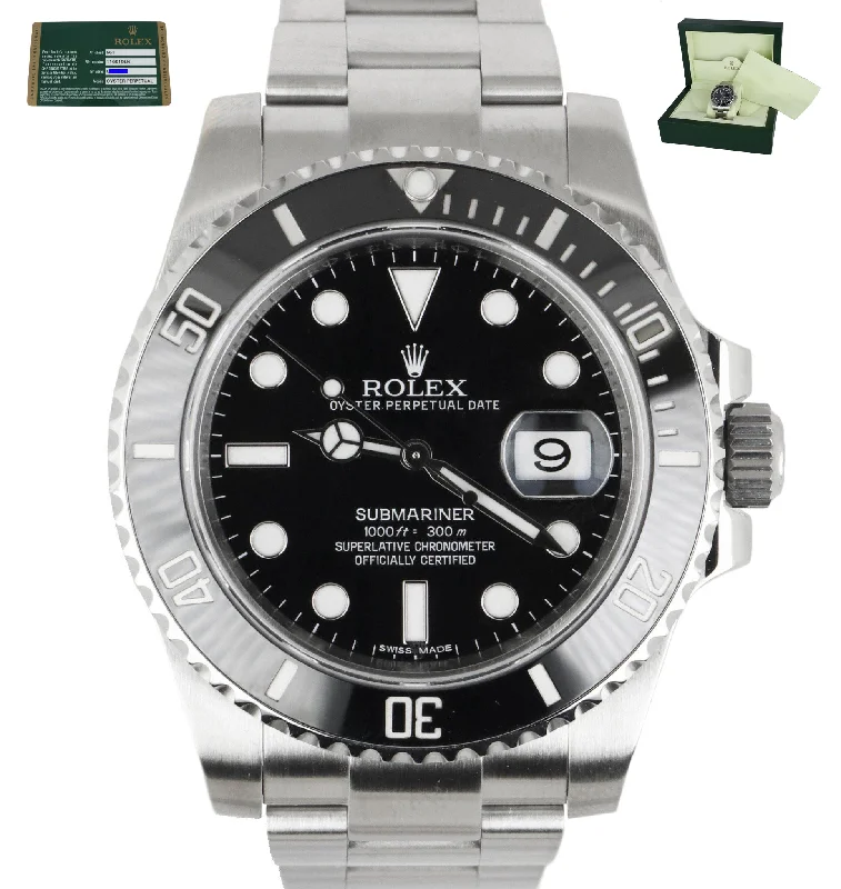 Men's Sports Watch with GPS-MINT 2012 Rolex Submariner Date 116610LN Stainless Black Ceramic 40mm Dive Watch