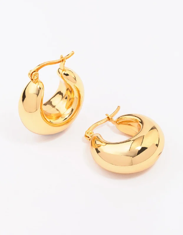 Gemstone Earrings-Waterproof Gold Plated Stainless Steel Full Bubble Hoop Earrings