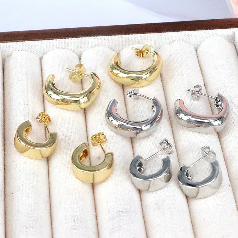 1 Pair Vintage Style Streetwear Solid Color Plating Copper 18k Gold Plated Ear Studs