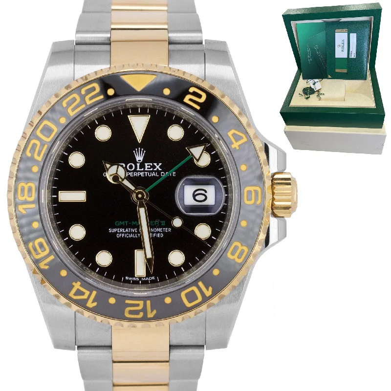 Luxury Gold Watch-2018 Rolex GMT-Master II Ceramic 116713 Black Two-Tone Stainless Date 40mm Watch