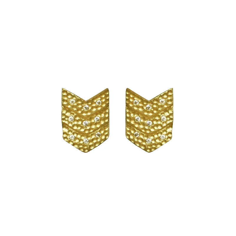 Small Hoop Earrings-Iconography Gold Chevron Stud Earrings