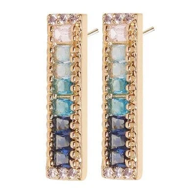 Pear Shaped Earrings-Vita Gradient Blue Gemstone Bar Earrings