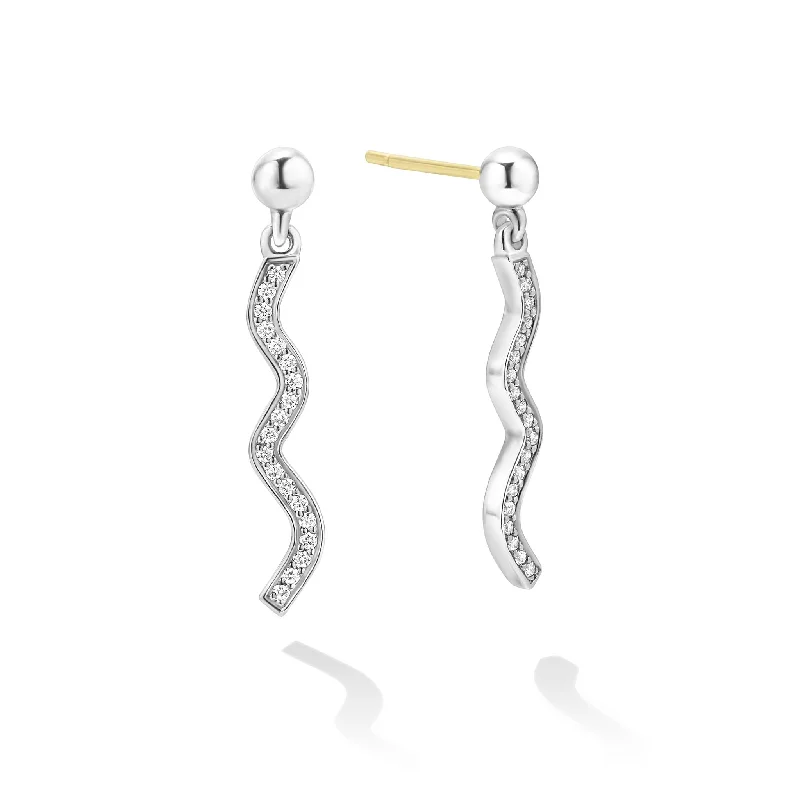 Multi-Colored Drop Earrings-Caviar Spark Wave Diamond Drop Earrings