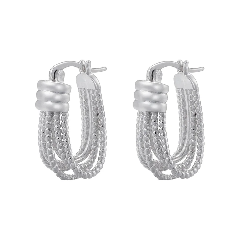 Ve1186 White Gold Color Twist U-Shaped 1 Pair