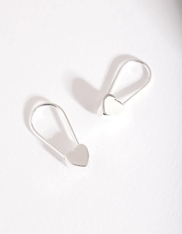 Stylish Drop Earrings-Silver Solid Heart Drop Earring