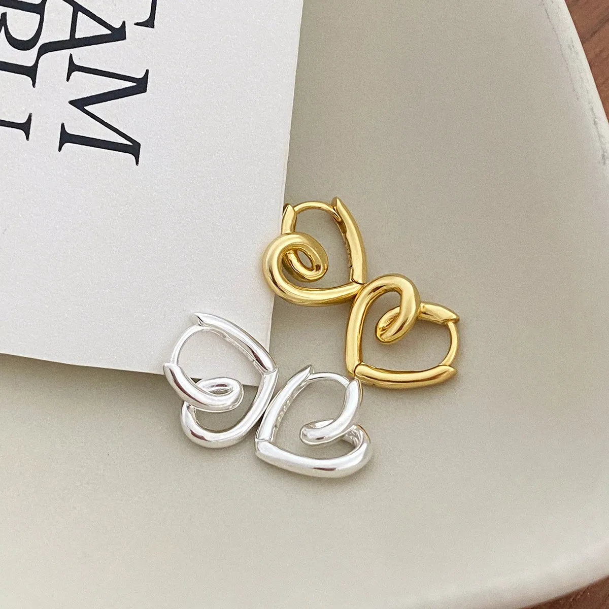 1 Pair Simple Style Heart Shape Plating Sterling Silver Gold Plated Ear Studs