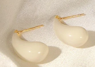 F1373-White Colored Glaze Earrings