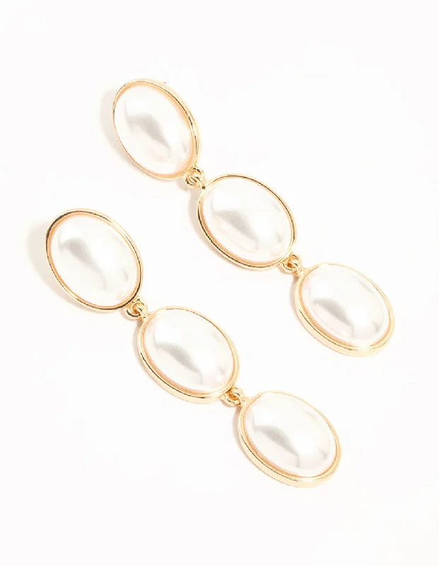 Diamond Stud Earrings-Gold Pearl Drop Earrings