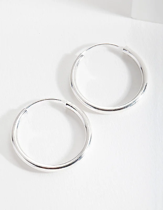 Unique Hoop Earrings-Sterling Silver Shiny 25mm Hoop Earrings