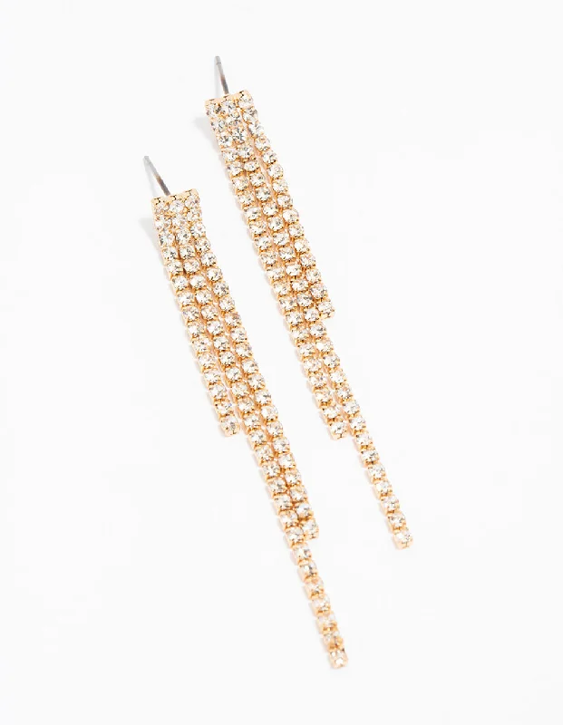 Modern Geometric Earrings-Gold Multi Length Cup Chain Drop Earrings