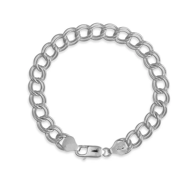 Minimalist Leather Bracelet-Sterling Silver Twin Charm Bracelet, 9"