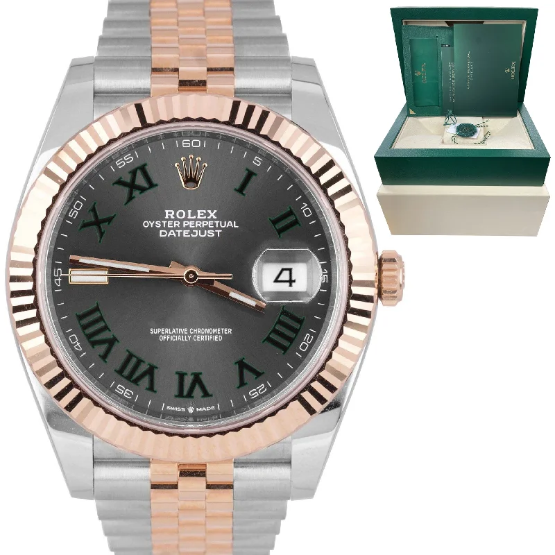 Custom Stainless Steel Watch for Men-SEP 2021 Rolex DateJust 41 126331 WIMBLEDON Gray Everose Gold 18K Two Tone Watch