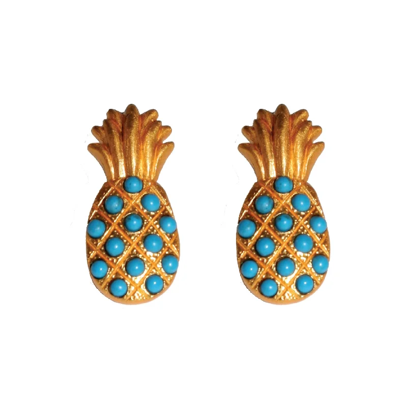 Simple Silver Drop Earrings-Iconography Gold Pineapple Stud Earrings