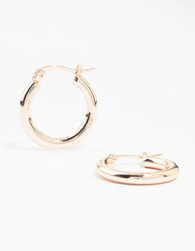 Fun Hoop Earrings-Rose Gold Plated Thin Hoop Earrings