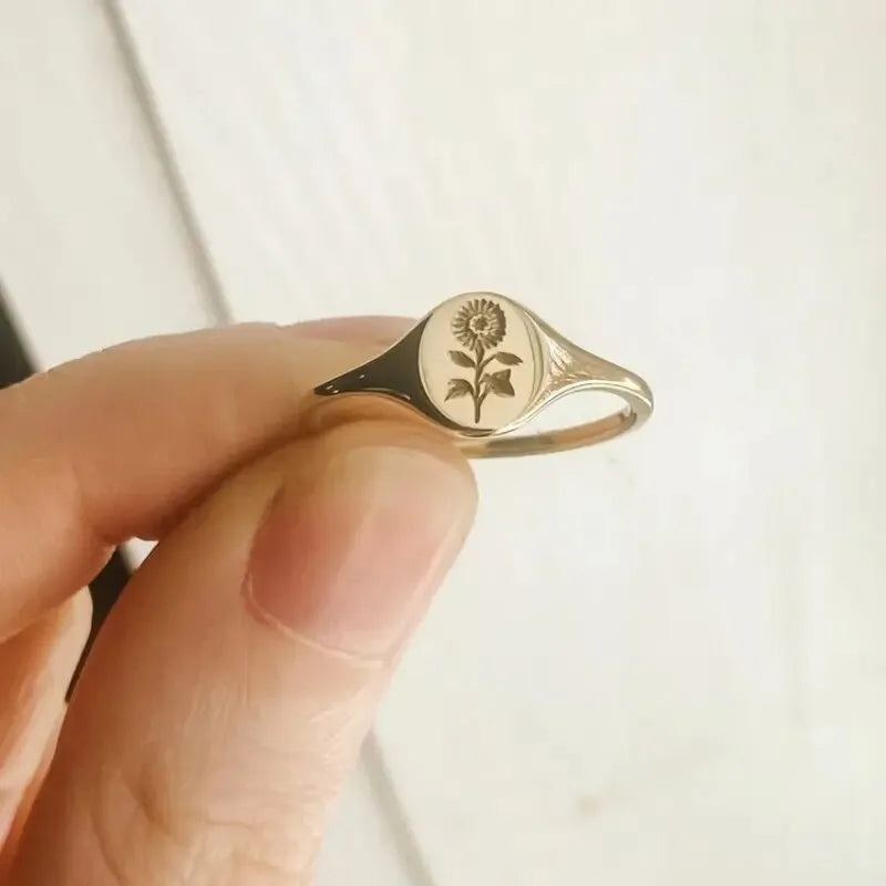 Copper Plating Floral Rings