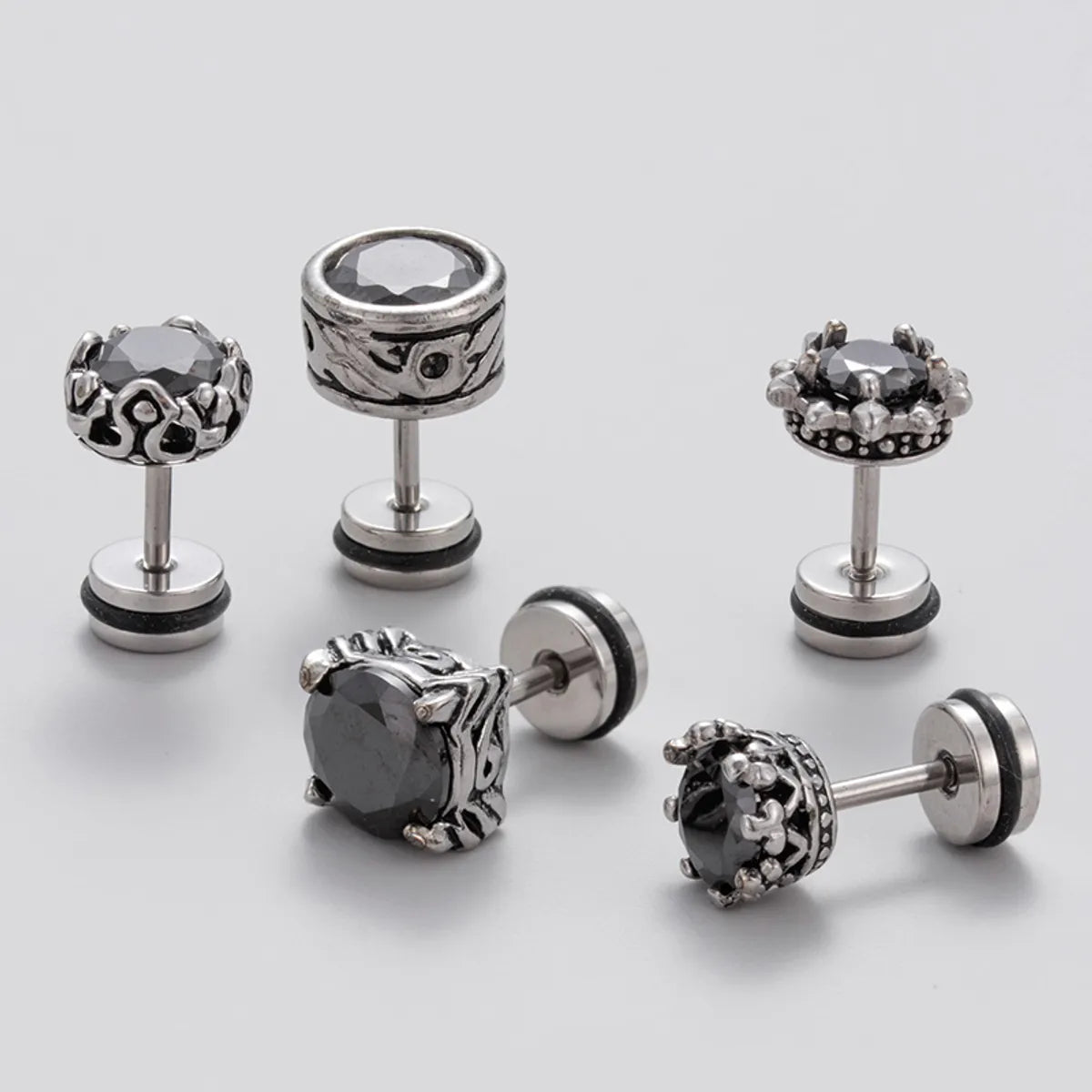 1 Piece Casual Vintage Style Geometric 316 Stainless Steel  Zircon Ear Studs