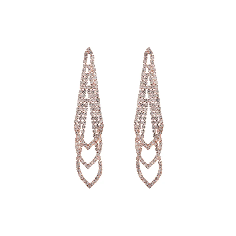 Bridal Earrings-Rose Gold Gradual Loop Cup Chain Earrings