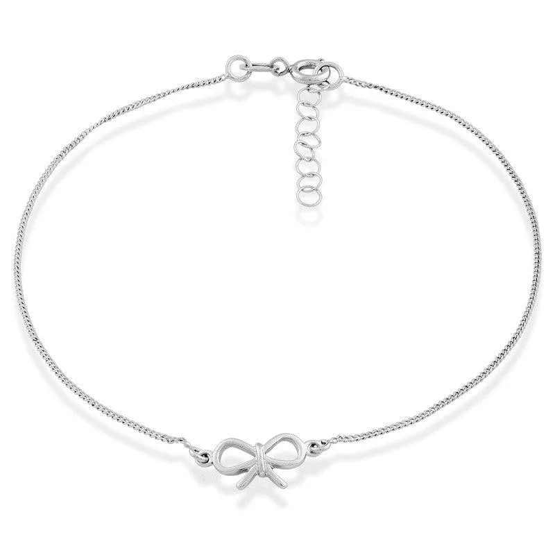 Custom Name Bracelet for Gift-Sterling Silver Bow Anklet Bracelet