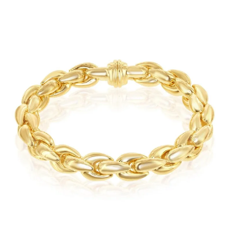 Layered Silver Bracelets-Sterling Silver With 14K Gold Overlay; Oval-Linked Bracelet; MADE IN ITALY