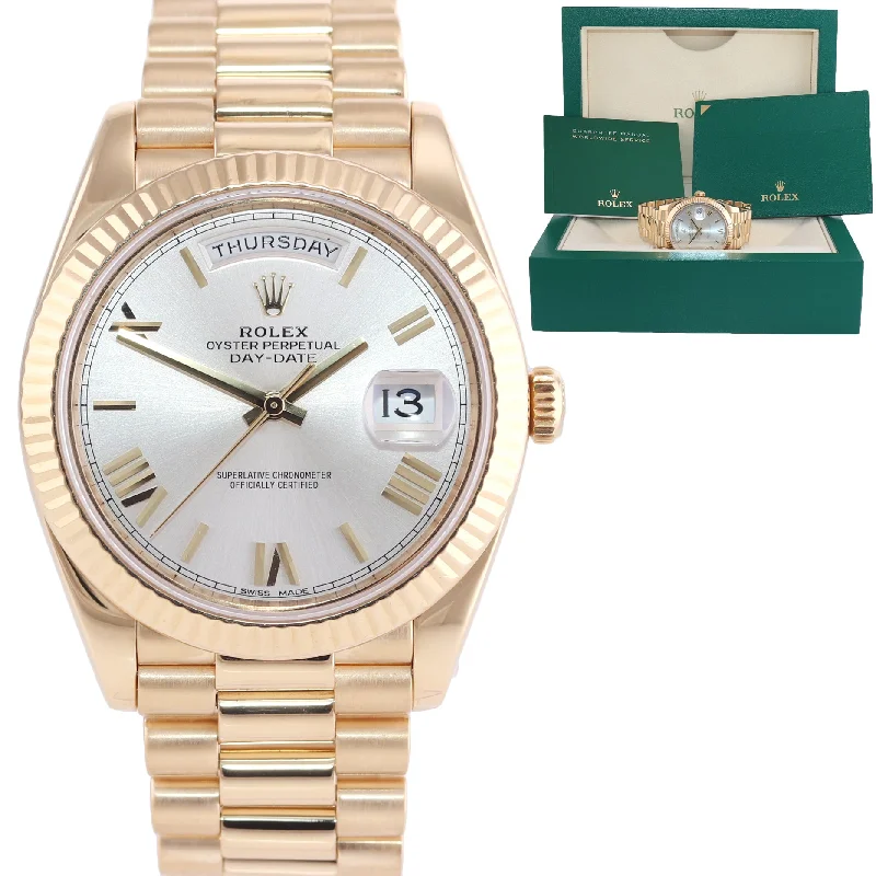 Women's Smart Watch with Fitness Tracker-2019 Rolex Day-Date 40 President 228238 Silver Roman Yellow Gold Watch Box