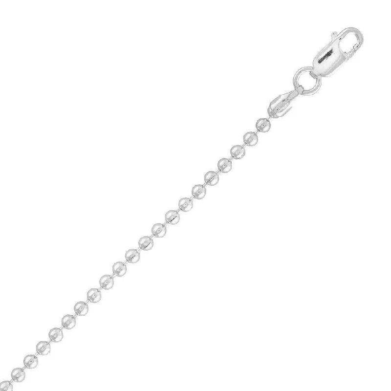 Friendship Bracelet Set-Sterling Silver 2.2mm Bead Bracelet, 7"