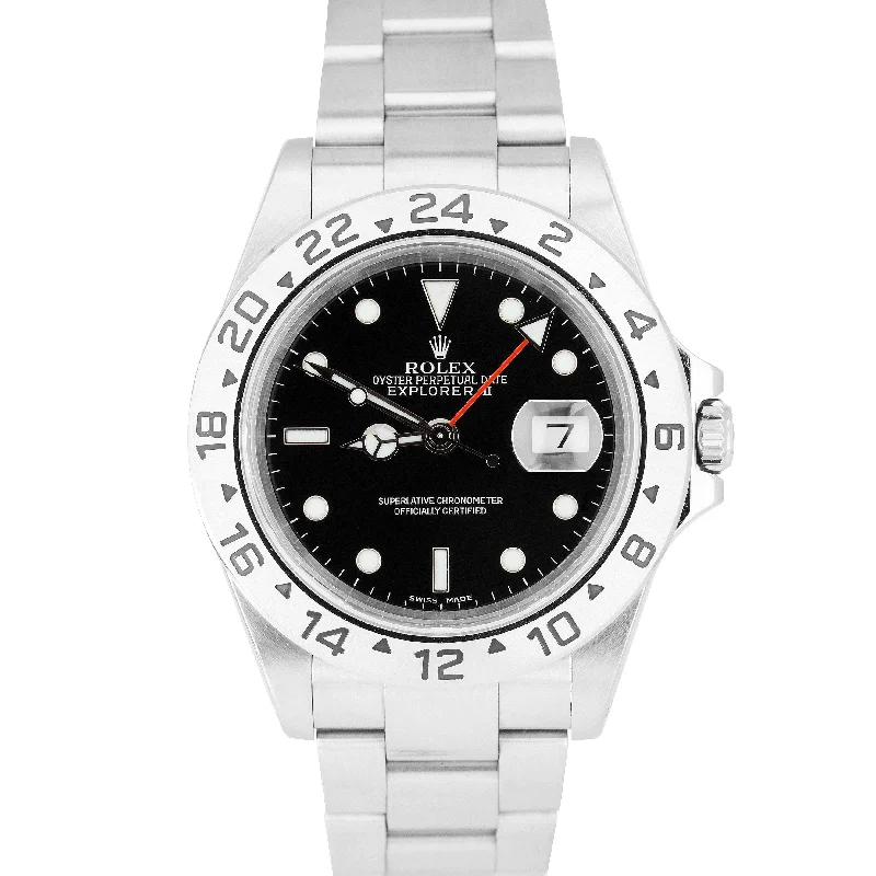 Men’s Sports Watch with Altimeter-Men's Rolex Explorer II Black Dial SEL 40mm Stainless Steel GMT Date Watch 16570