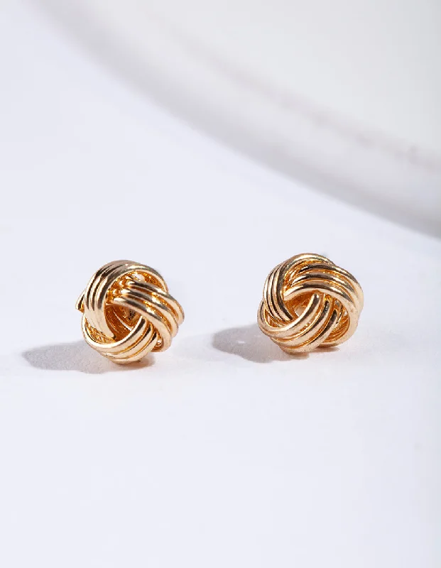 Trendy Statement Earrings-Gold Classic Mini Knot Earrings