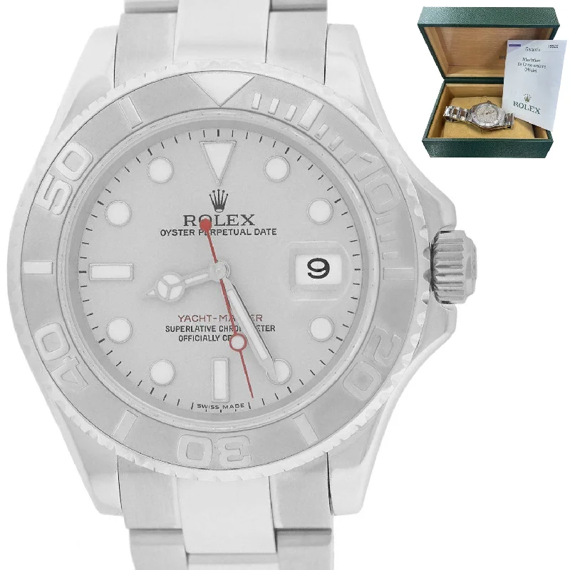 Men’s Watch with Chronograph Functions-2005 Rolex Yacht-Master 16622 Stainless Steel Platinum Rolesium 40mm Date Watch