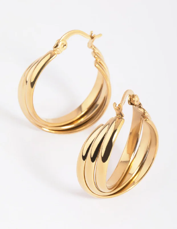 Swarovski Crystal Earrings-Waterproof Gold Plated Stainless Steel Hoop Earrings