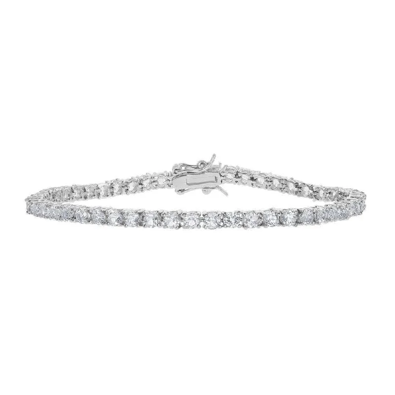 Dainty Charm Bracelet-Sterling Silver 3mm Prong Set Tennis Bracelet, 7.25"