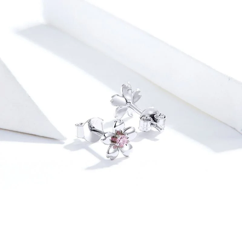 1 Pair Simple Style Dog Flower Inlay Sterling Silver Zircon Ear Studs