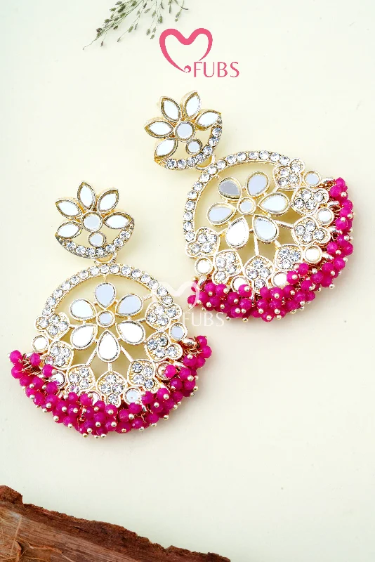 Wedding Earrings-Fancy Party Wear Stone Studded Danglers Earrings