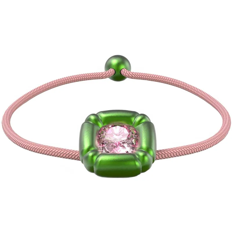 Customizable Bracelet for Gift-Swarovski Women's Bracelet - Dulcis Green and Pink Cushion Cut Crystals | 5613643