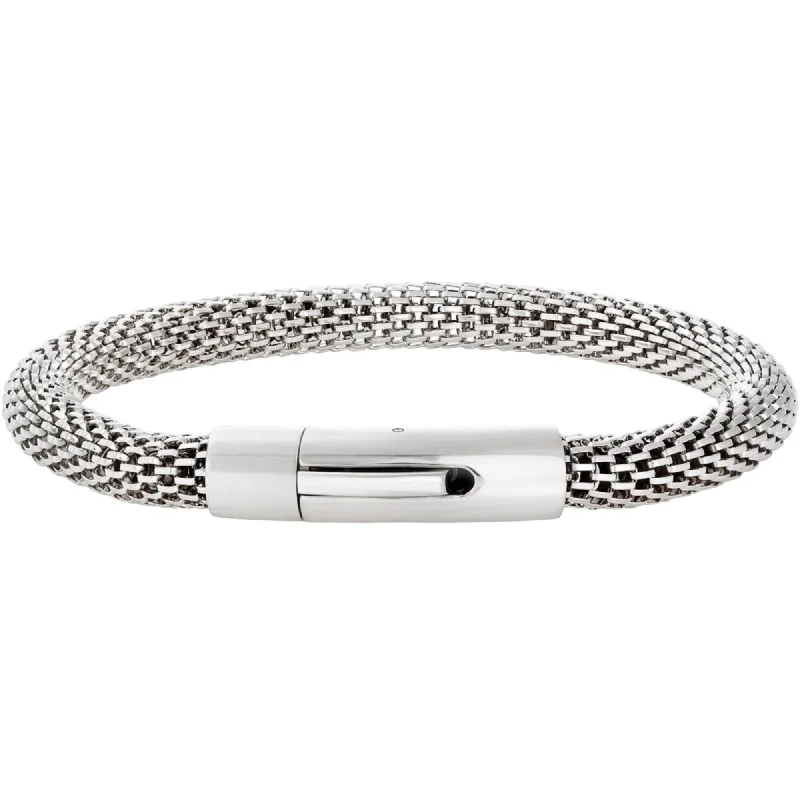 Silver Tennis Bracelet-Invicta Men's Chain Cuff Bracelet - Silver Stainless Steel Mesh 6mm, Large | B8575-L